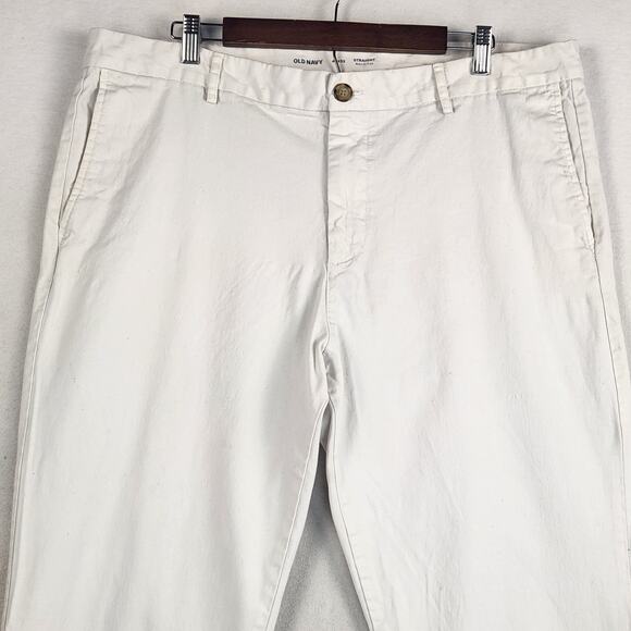 Old Navy Built-In Flex Straight Pants Men 40x32 White Khaki Chino - Picture 4 of 14